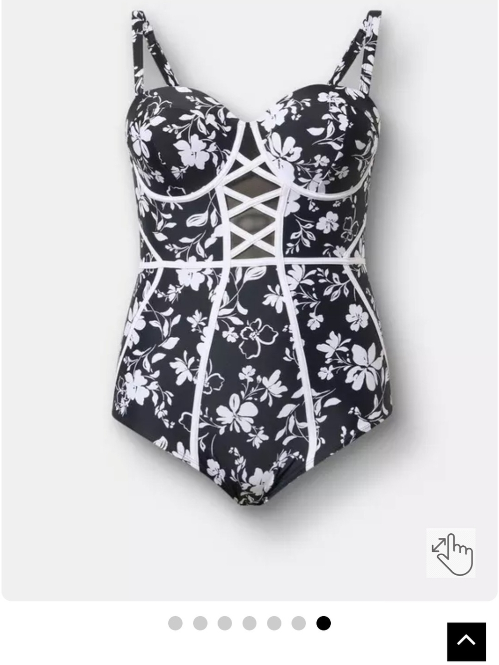 Torrid Black & White Floral Lace-Up One-Piece Swimsuit
